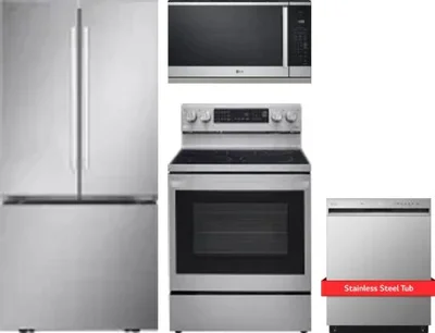 4 Piece Package Includes Refrigerator, Range, Microwave And Dishwasher