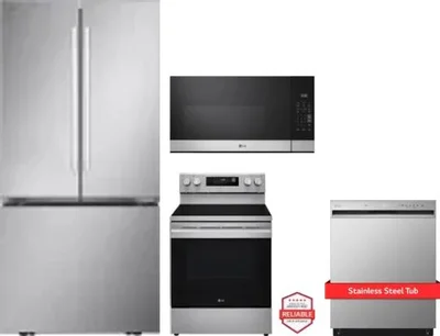 4 Piece Package Includes Refrigerator, Range, Microwave And Dishwasher