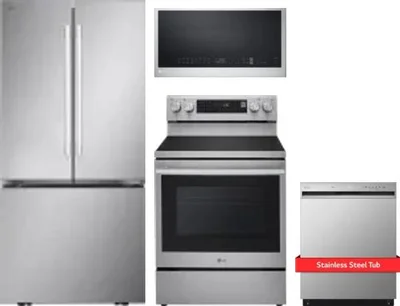 4 Piece Package Includes Refrigerator, Range, Microwave And Dishwasher