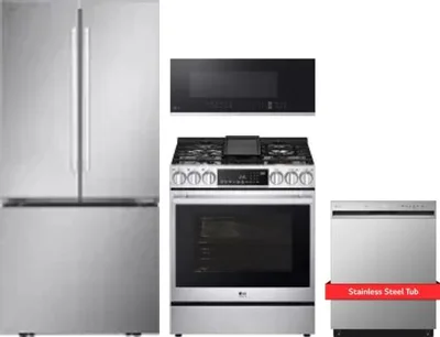 4 Piece Package Includes Refrigerator, Range, Microwave And Dishwasher