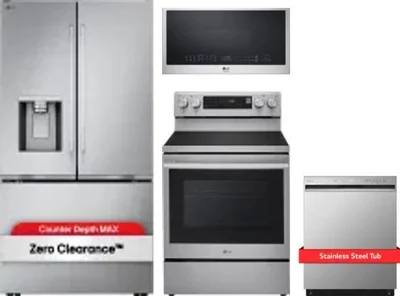 4 Piece Package Includes Refrigerator, Range, Microwave And Dishwasher