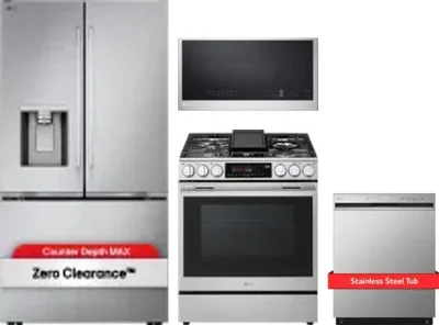 4 Piece Package Includes Refrigerator, Range, Microwave And Dishwasher