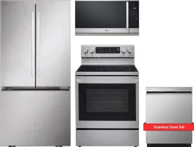 4 Piece Package Includes Refrigerator, Range, Microwave And Dishwasher