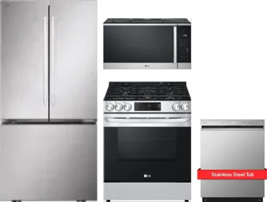 4 Piece Package Includes Refrigerator, Range, Microwave And Dishwasher