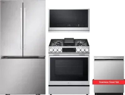 4 Piece Package Includes Refrigerator, Range, Microwave And Dishwasher