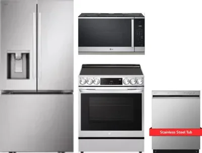 4 Piece Package Includes Refrigerator, Range, Microwave And Dishwasher