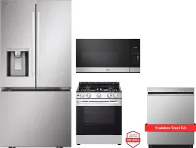 4 Piece Package Includes Refrigerator, Range, Microwave And Dishwasher