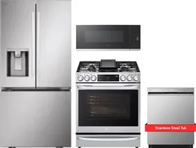 4 Piece Package Includes Refrigerator, Range, Microwave And Dishwasher