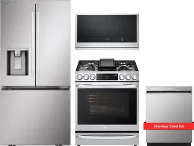 4 Piece Package Includes Refrigerator, Range, Microwave And Dishwasher
