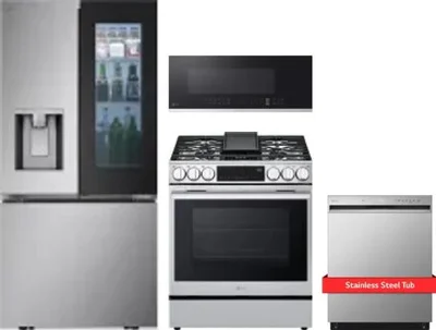 4 Piece Package Includes Refrigerator, Range, Microwave And Dishwasher