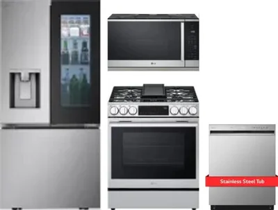 4 Piece Package Includes Refrigerator, Range, Microwave And Dishwasher