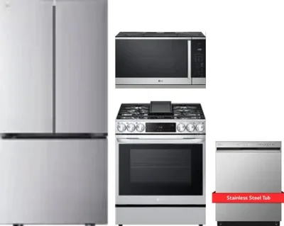 4 Piece Package Includes Refrigerator, Range, Microwave And Dishwasher