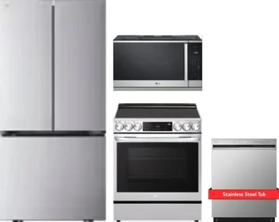 4 Piece Package Includes Refrigerator, Range, Microwave And Dishwasher