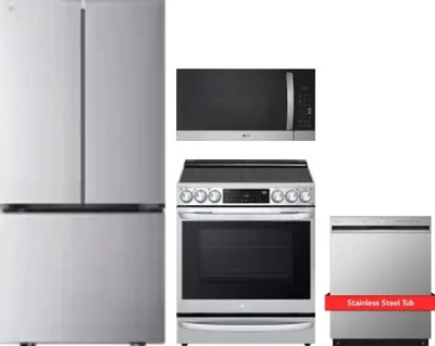 4 Piece Package Includes Refrigerator, Range, Microwave And Dishwasher