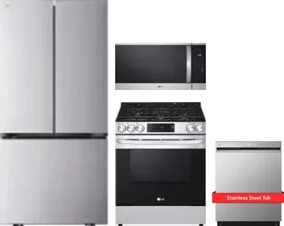 4 Piece Package Includes Refrigerator, Range, Microwave And Dishwasher