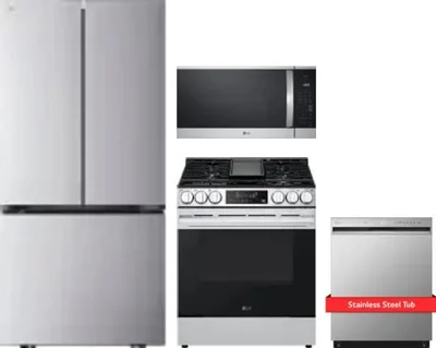 4 Piece Package Includes Refrigerator, Range, Microwave And Dishwasher