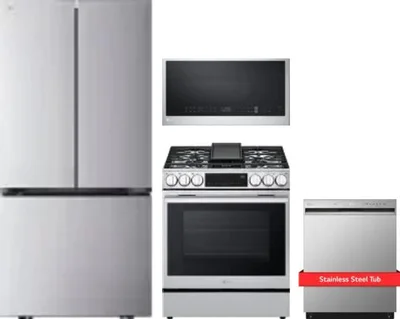 4 Piece Package Includes Refrigerator, Range, Microwave And Dishwasher