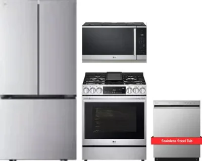 4 Piece Package Includes Refrigerator, Range, Microwave And Dishwasher