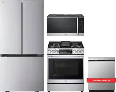 4 Piece Package Includes Refrigerator, Range, Microwave And Dishwasher