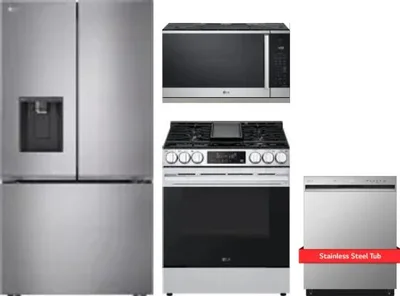 4 Piece Package Includes Refrigerator, Range, Microwave And Dishwasher
