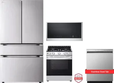 4 Piece Package Includes Refrigerator, Range, Microwave And Dishwasher