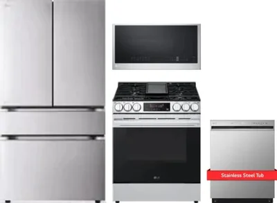 4 Piece Package Includes Refrigerator, Range, Microwave And Dishwasher