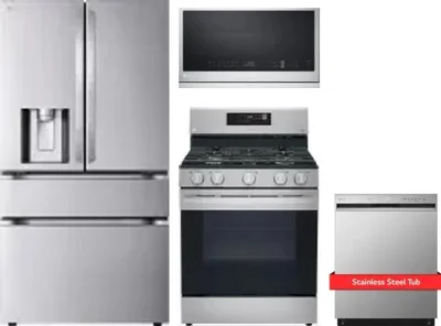 4 Piece Package Includes Refrigerator, Range, Microwave And Dishwasher
