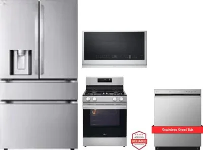4 Piece Package Includes Refrigerator, Range, Microwave And Dishwasher