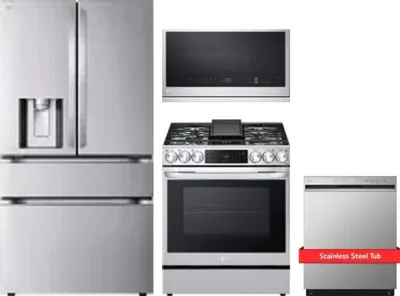 4 Piece Package Includes Refrigerator, Range, Microwave And Dishwasher