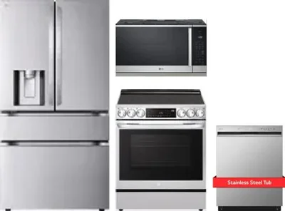 4 Piece Package Includes Refrigerator, Range, Microwave And Dishwasher