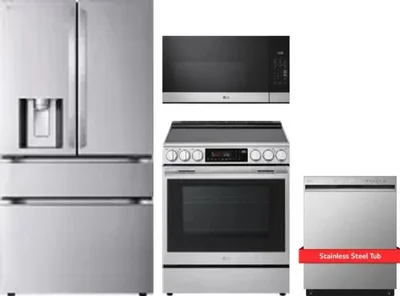 4 Piece Package Includes Refrigerator, Range, Microwave And Dishwasher