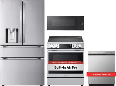 4 Piece Package Includes Refrigerator, Range, Microwave And Dishwasher