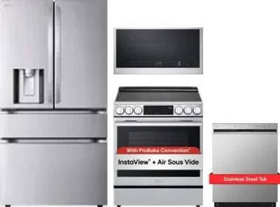 4 Piece Package Includes Refrigerator, Range, Microwave And Dishwasher