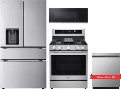 4 Piece Package Includes Refrigerator, Range, Microwave And Dishwasher