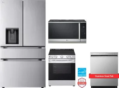 4 Piece Package Includes Refrigerator, Range, Microwave And Dishwasher