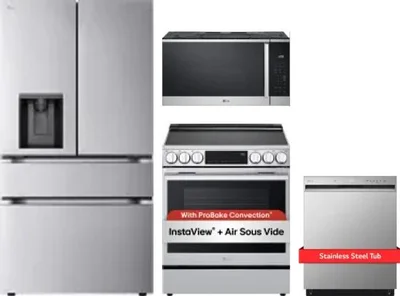 4 Piece Package Includes Refrigerator, Range, Microwave And Dishwasher