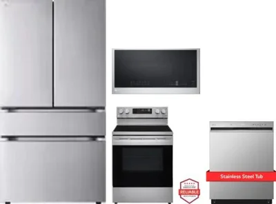 4 Piece Package Includes Refrigerator, Range, Microwave And Dishwasher