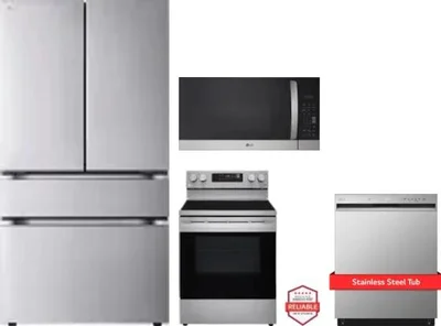 4 Piece Package Includes Refrigerator, Range, Microwave And Dishwasher