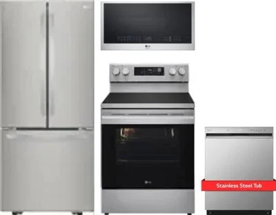 4 Piece Package Includes Refrigerator, Range, Microwave And Dishwasher