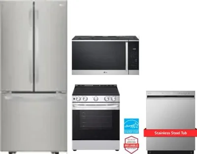 4 Piece Package Includes Refrigerator, Range, Microwave And Dishwasher