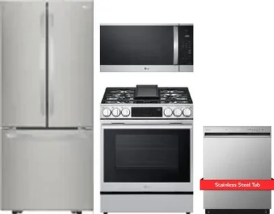 4 Piece Package Includes Refrigerator, Range, Microwave And Dishwasher