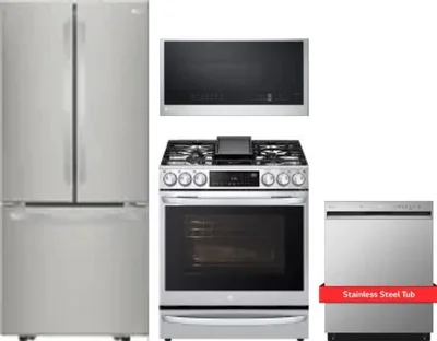 4 Piece Package Includes Refrigerator, Range, Microwave And Dishwasher