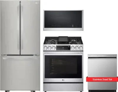 4 Piece Package Includes Refrigerator, Range, Microwave And Dishwasher