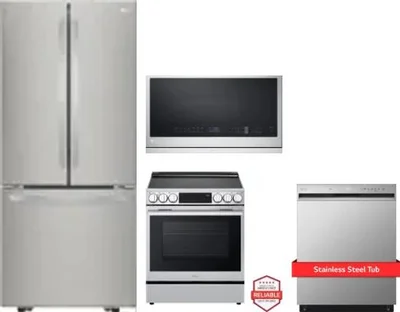 4 Piece Package Includes Refrigerator, Range, Microwave And Dishwasher