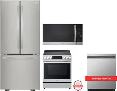 4 Piece Package Includes Refrigerator, Range, Microwave And Dishwasher