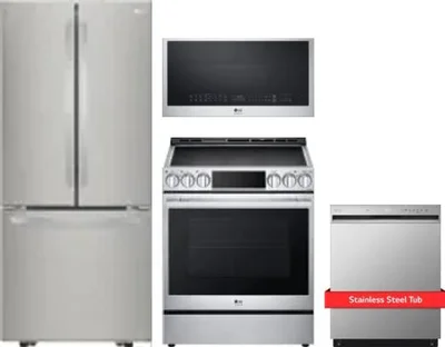 4 Piece Package Includes Refrigerator, Range, Microwave And Dishwasher