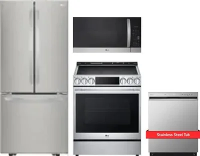 4 Piece Package Includes Refrigerator, Range, Microwave And Dishwasher