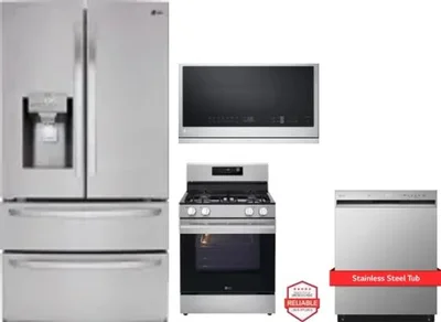 4 Piece Package Includes Refrigerator, Range, Microwave And Dishwasher