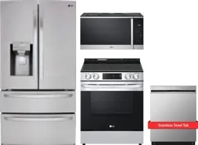 4 Piece Package Includes Refrigerator, Range, Microwave And Dishwasher