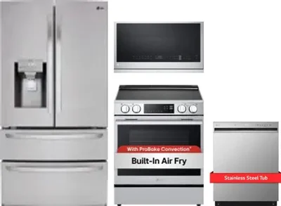 4 Piece Package Includes Refrigerator, Range, Microwave And Dishwasher